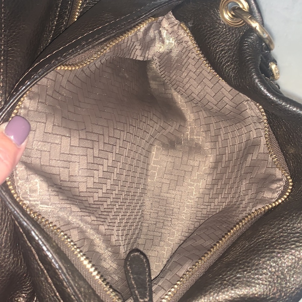 Cole Haan Bronze Ruffled 3 Zipper Satchel - Picture 8 of 14